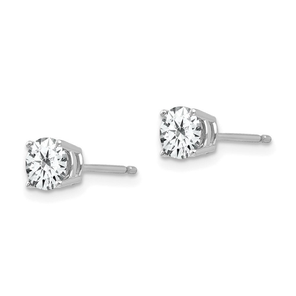 14k White Gold 5 mm Cubic Zirconia Earrings (0.54 grams)