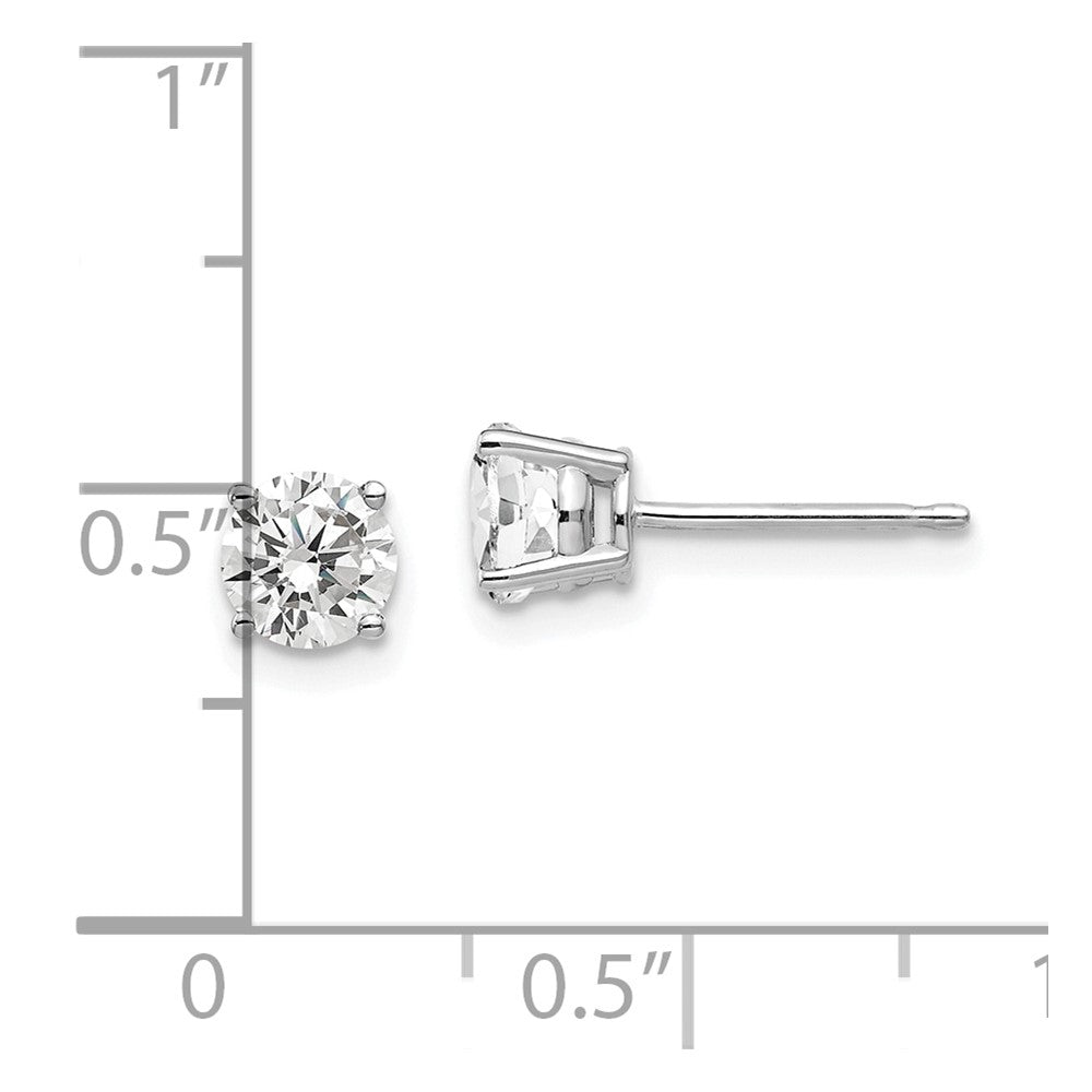 14k White Gold 5 mm Cubic Zirconia Earrings (0.54 grams)