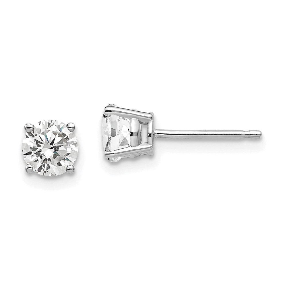 14k White Gold 5 mm Cubic Zirconia Earrings (0.54 grams)