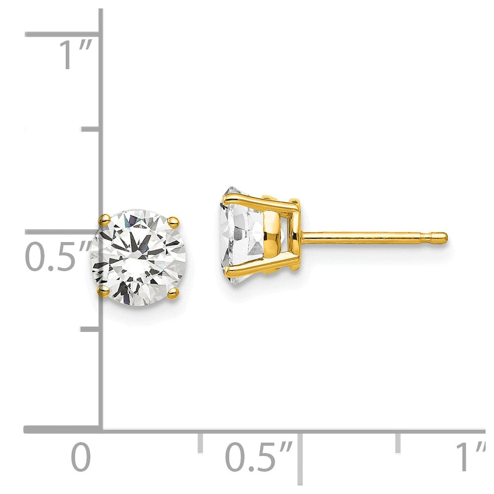 14k Yellow Gold 6 mm Cubic Zirconia Earrings (0.51 grams)