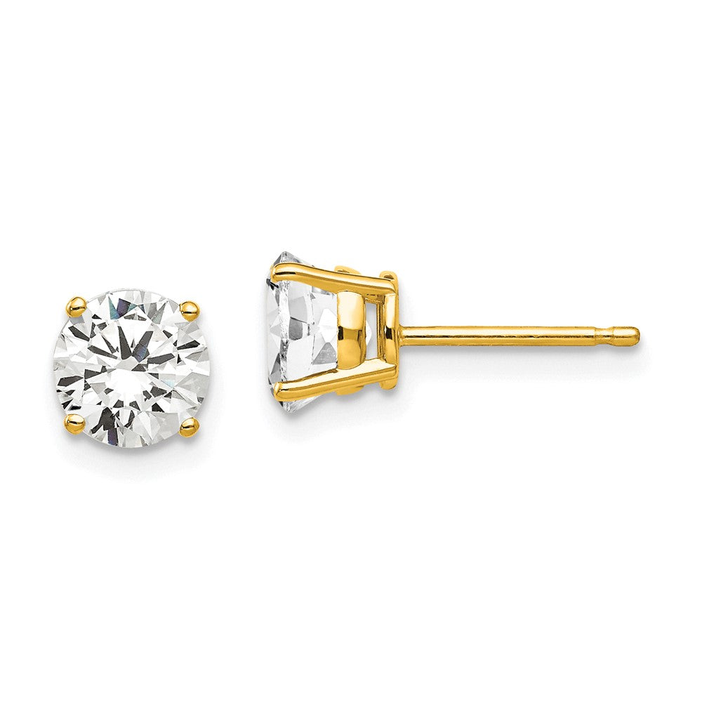 14k Yellow Gold 6 mm Cubic Zirconia Earrings (0.51 grams)