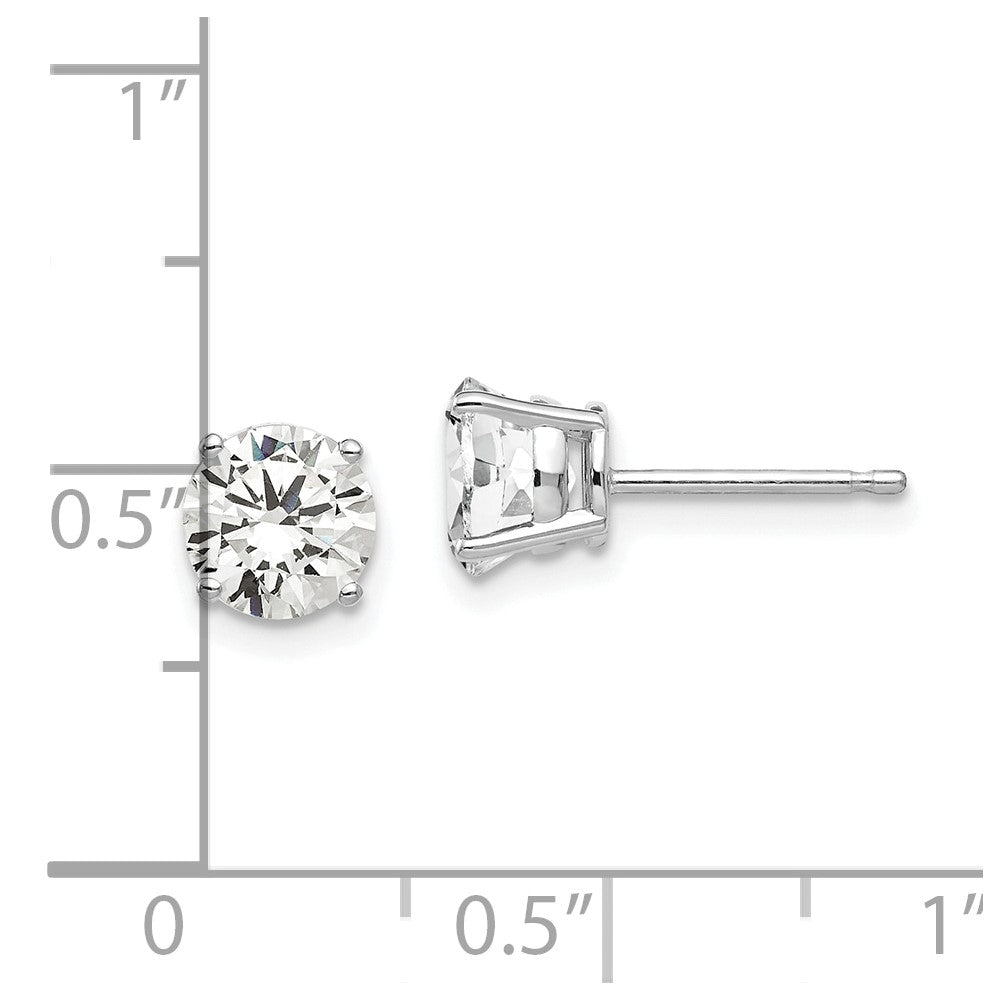 14k White Gold 6 mm Cubic Zirconia Earrings (0.7 grams)