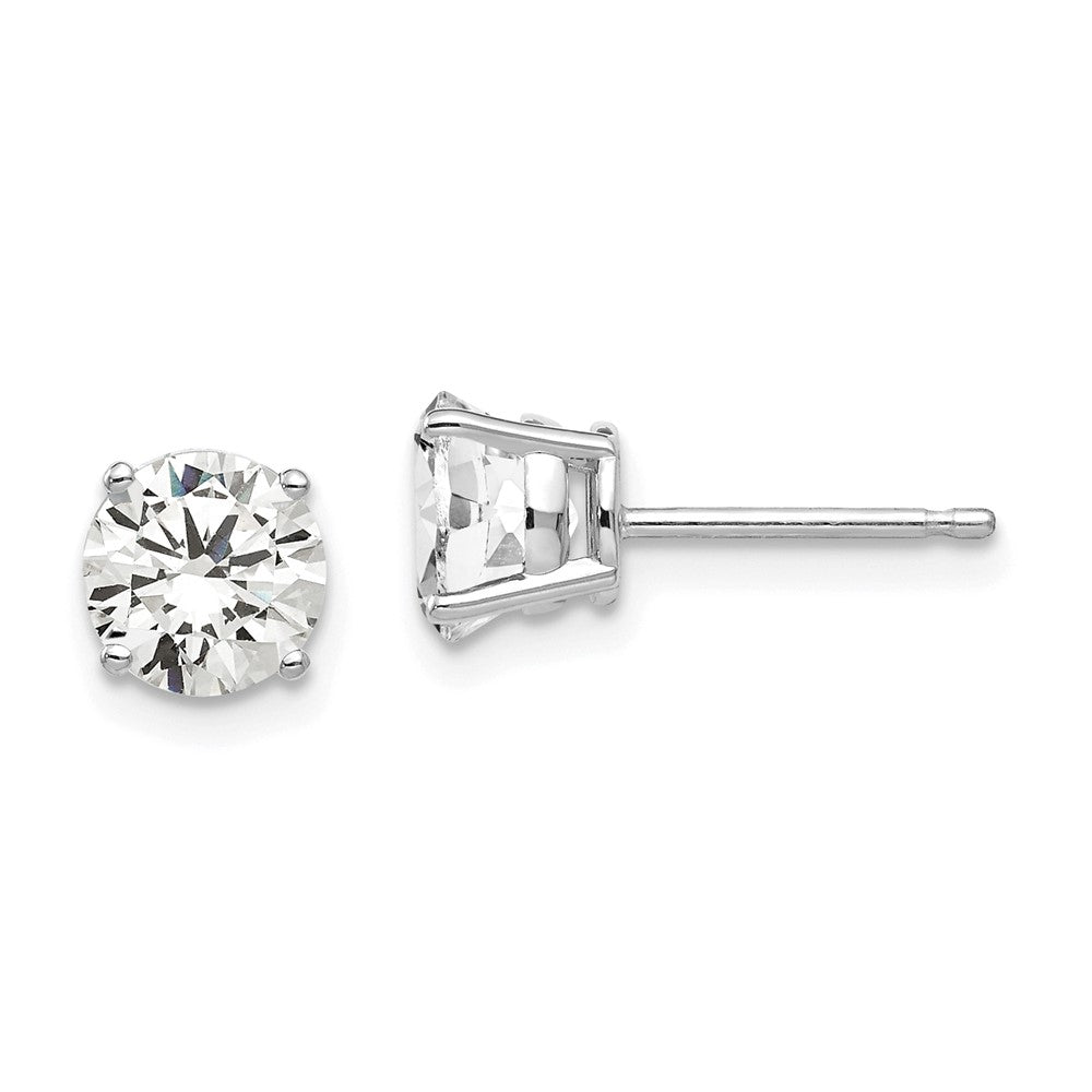 14k White Gold 6 mm Cubic Zirconia Earrings (0.7 grams)