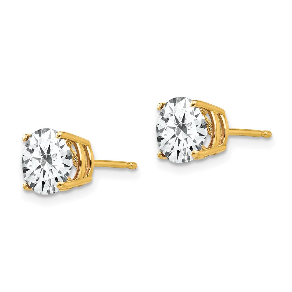 14k Yellow Gold 7 mm Cubic Zirconia Earrings (0.92 grams)