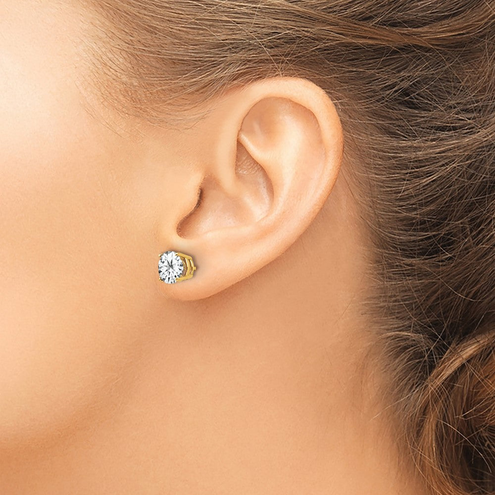 14k Yellow Gold 7 mm Cubic Zirconia Earrings (0.92 grams)