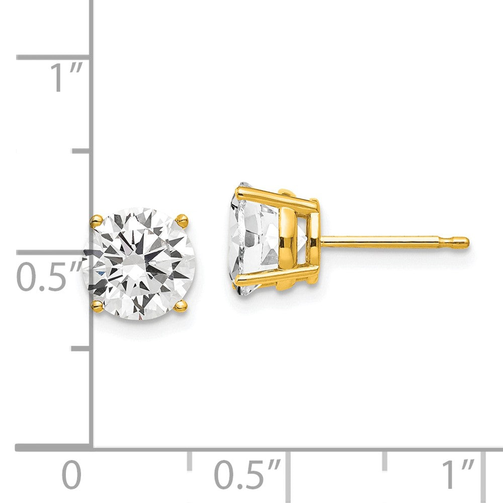 14k Yellow Gold 7 mm Cubic Zirconia Earrings (0.92 grams)