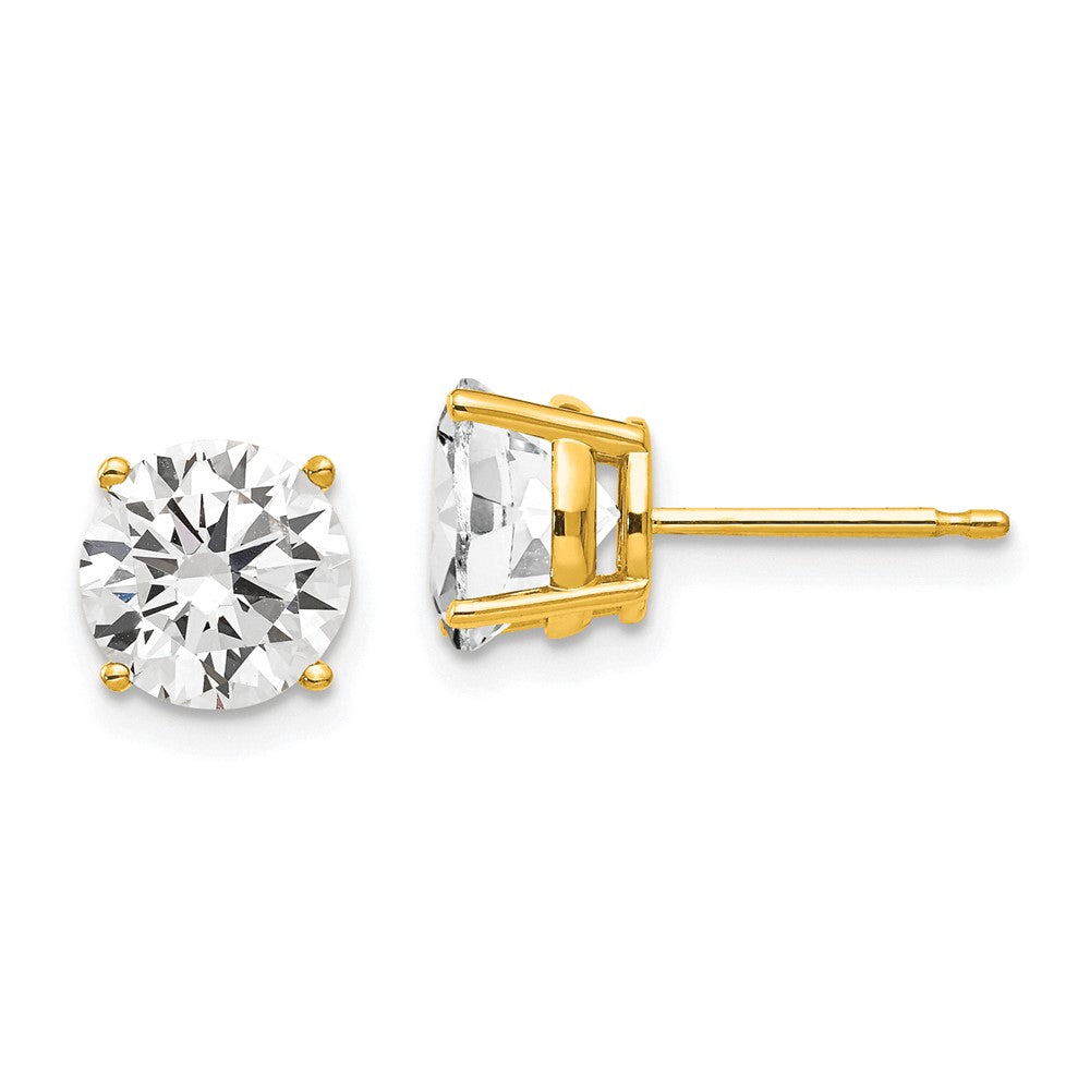 14k Yellow Gold 7 mm Cubic Zirconia Earrings (0.92 grams)