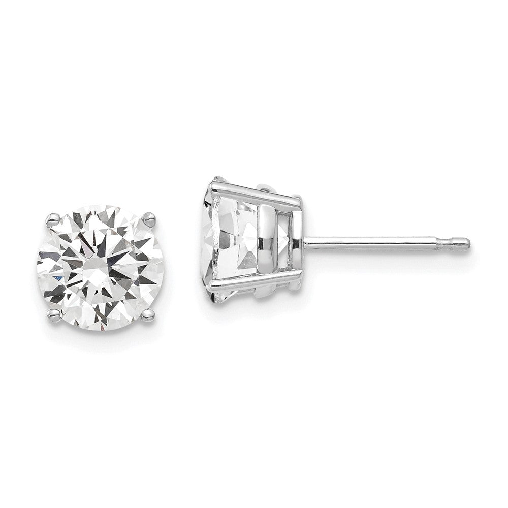 14k White Gold 7 mm Cubic Zirconia Earrings (0.88 grams)