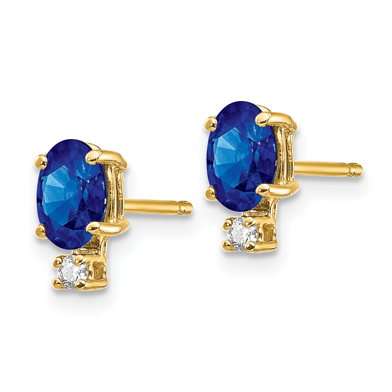 14k 6x4mm Oval Sapphire VS Diamond Earrings (0.71 grams)
