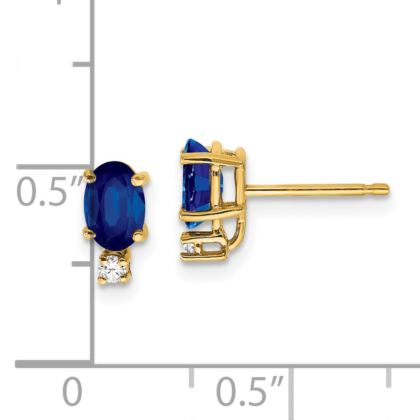 14k 6x4mm Oval Sapphire VS Diamond Earrings (0.71 grams)