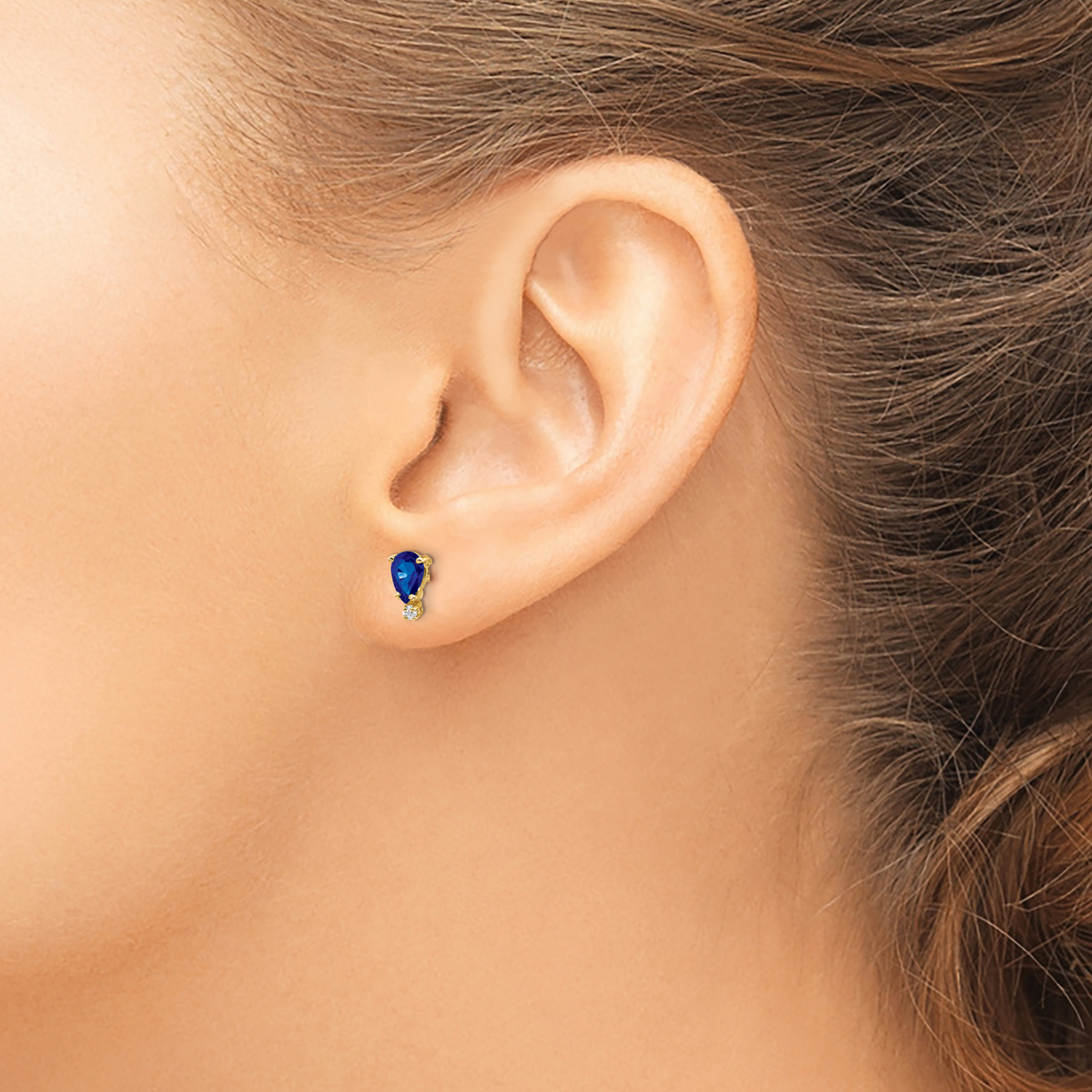 14k Sapphire Diamond Earrings (0.66 grams)