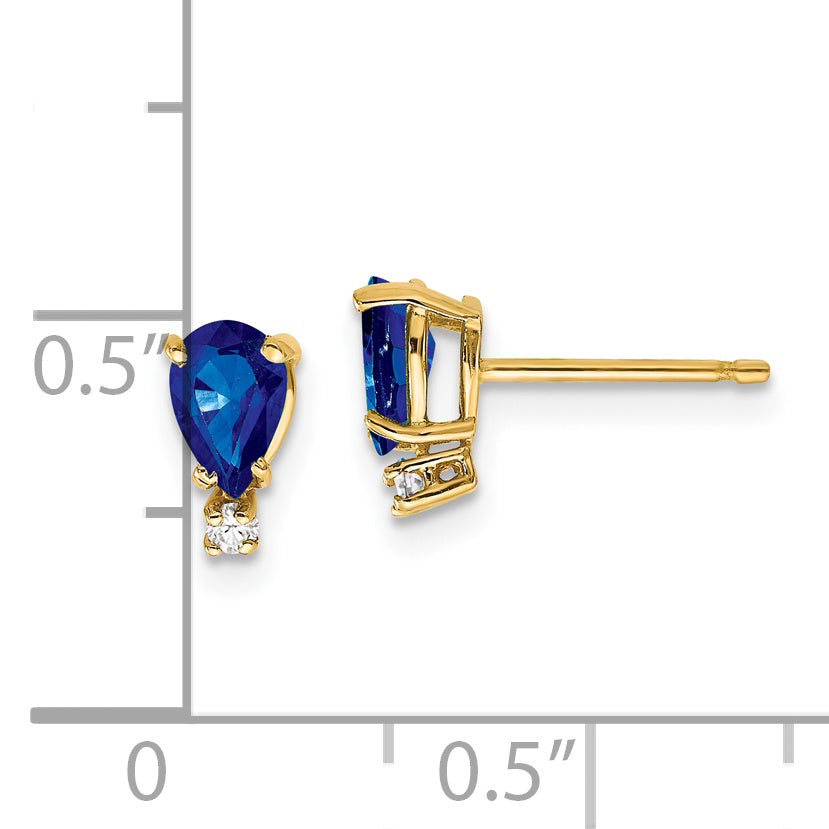 14k Sapphire Diamond Earrings (0.66 grams)
