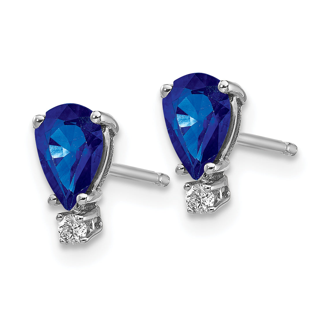 14k White Gold Sapphire Diamond Post Earrings (0.61 grams)