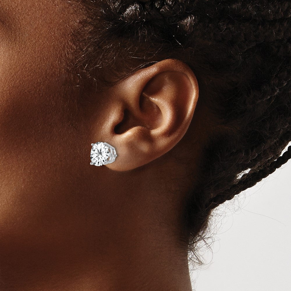 14k White Gold 9 mm Cubic Zirconia Earrings (1.16 grams)