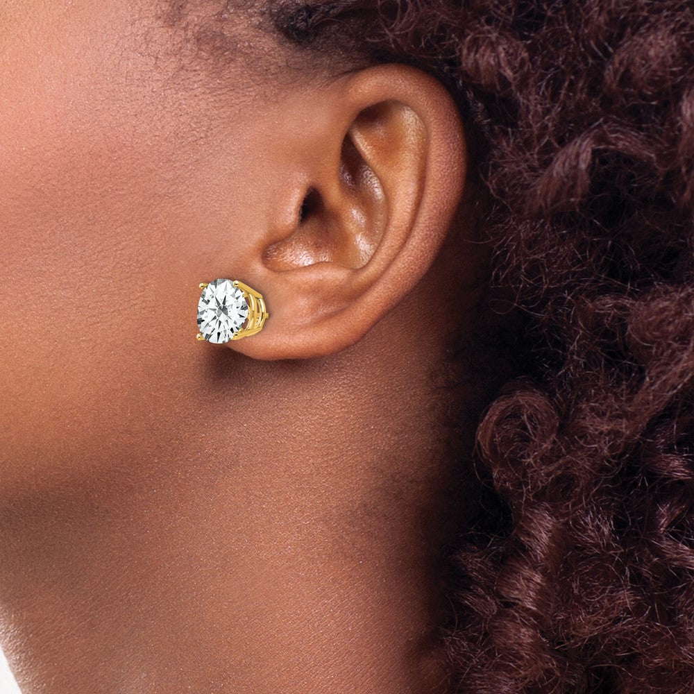 14k Yellow Gold 10 mm Cubic Zirconia Earrings (1.4 grams)