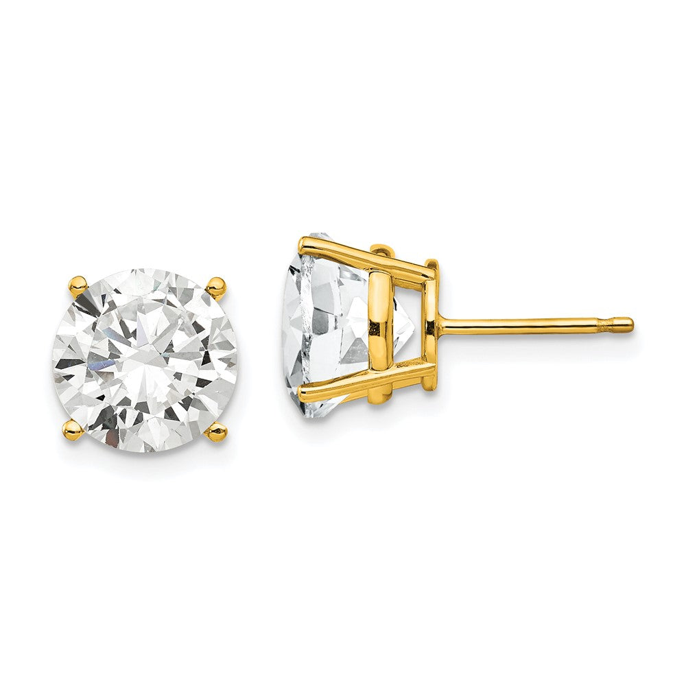 14k Yellow Gold 10 mm Cubic Zirconia Earrings (1.4 grams)