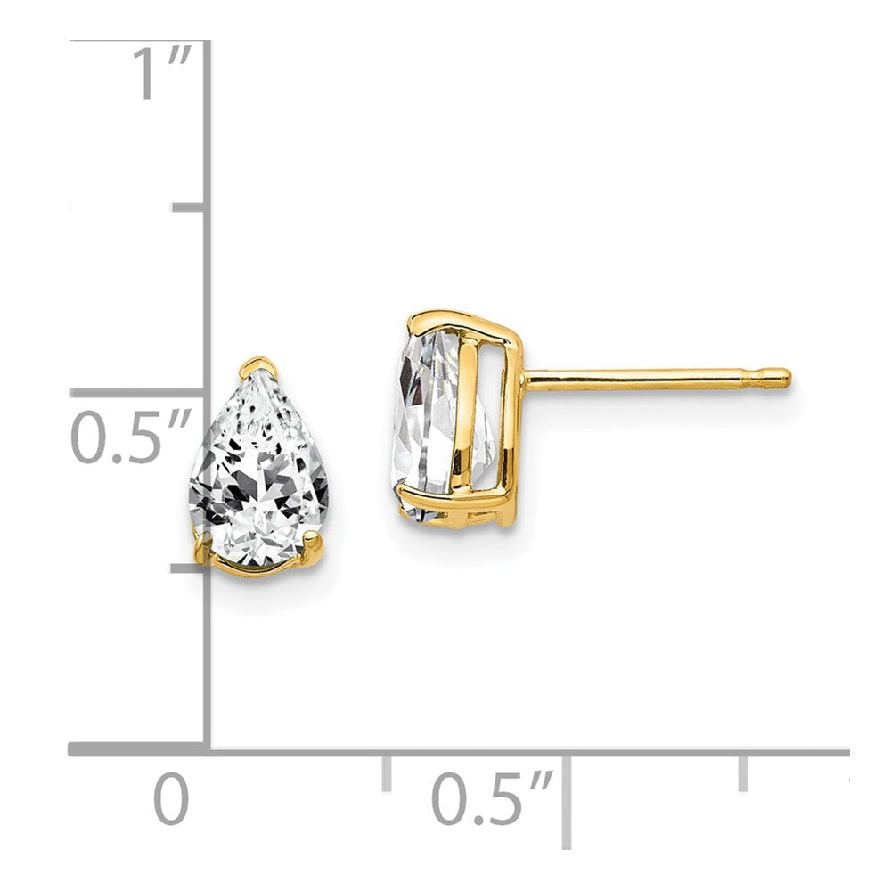 14k Yellow Gold 5 mm Pear Cubic Zirconia Earrings (0.77 grams)