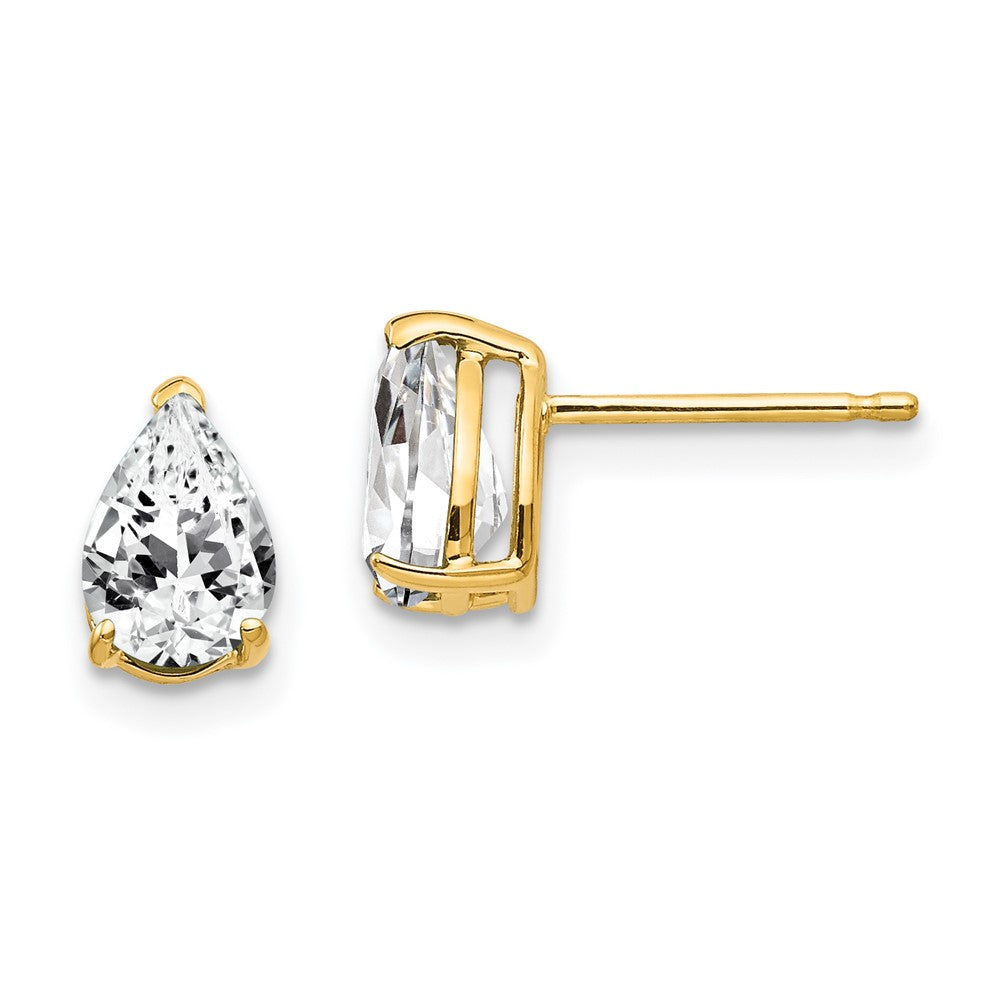 14k Yellow Gold 5 mm Pear Cubic Zirconia Earrings (0.77 grams)