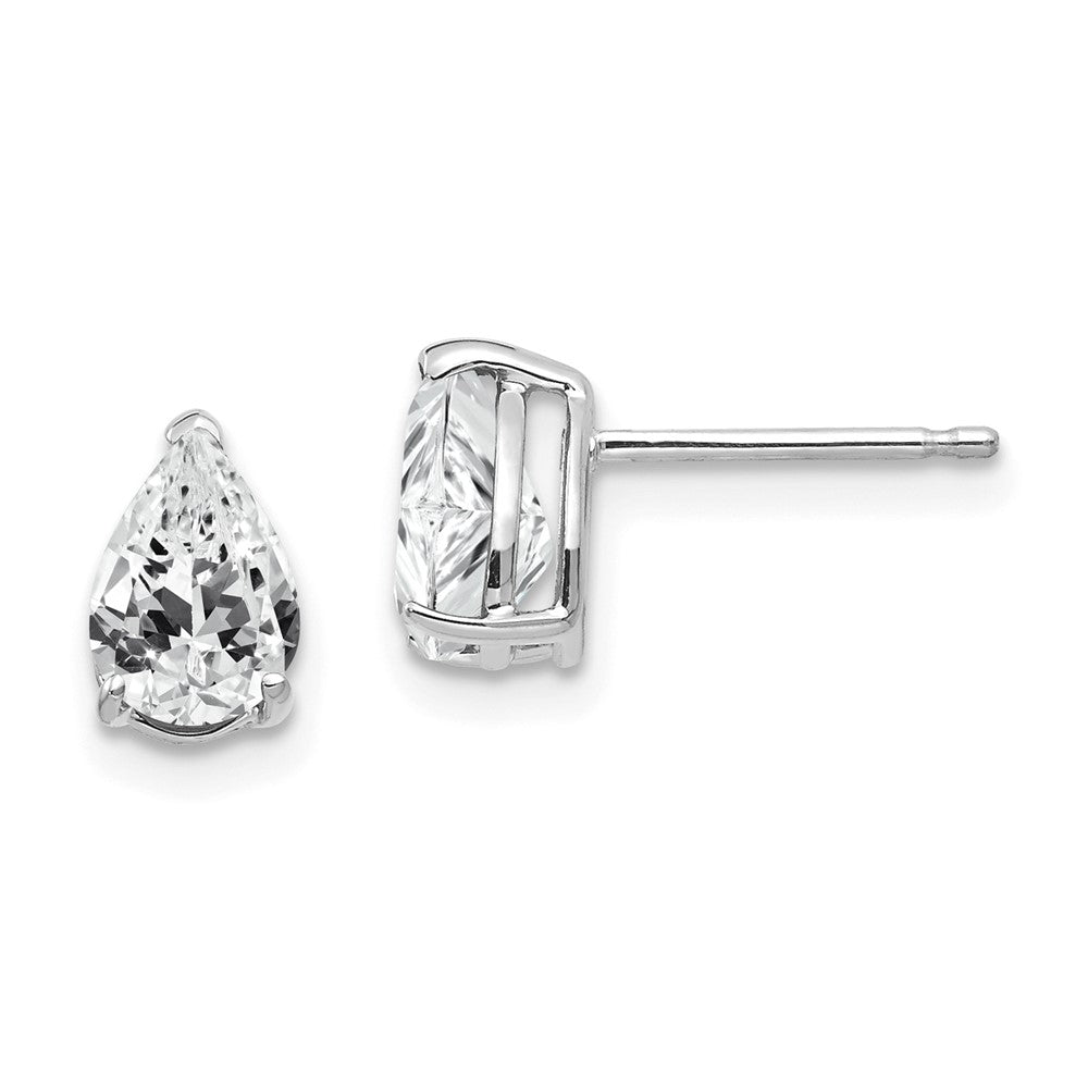 14k White Gold 5 mm Pear Cubic Zirconia Earrings (0.72 grams)