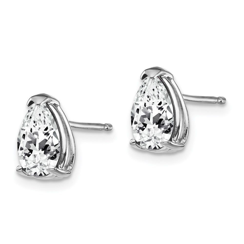 14k White Gold 5 mm Pear Cubic Zirconia Earrings (0.95 grams)