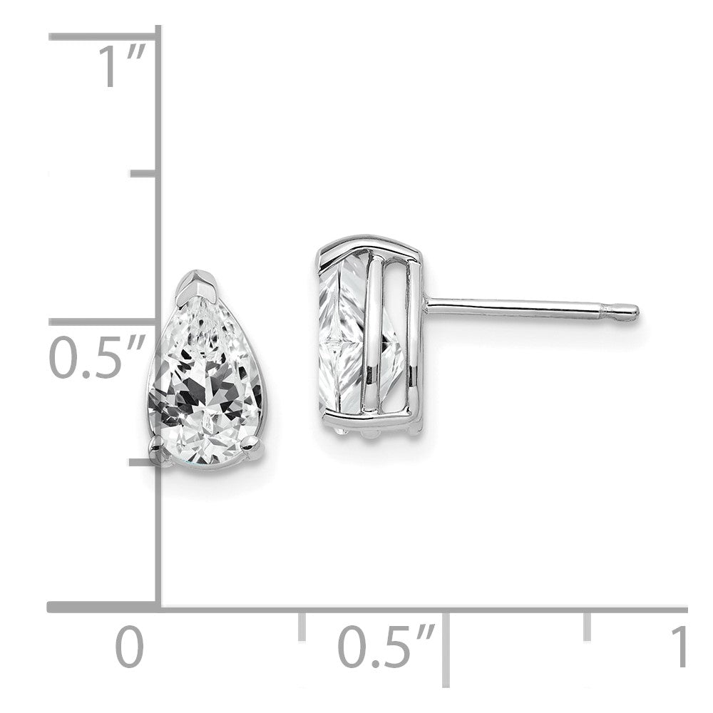 14k White Gold 5 mm Pear Cubic Zirconia Earrings (0.95 grams)
