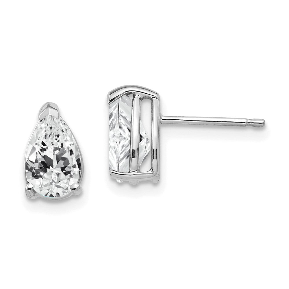 14k White Gold 5 mm Pear Cubic Zirconia Earrings (0.95 grams)