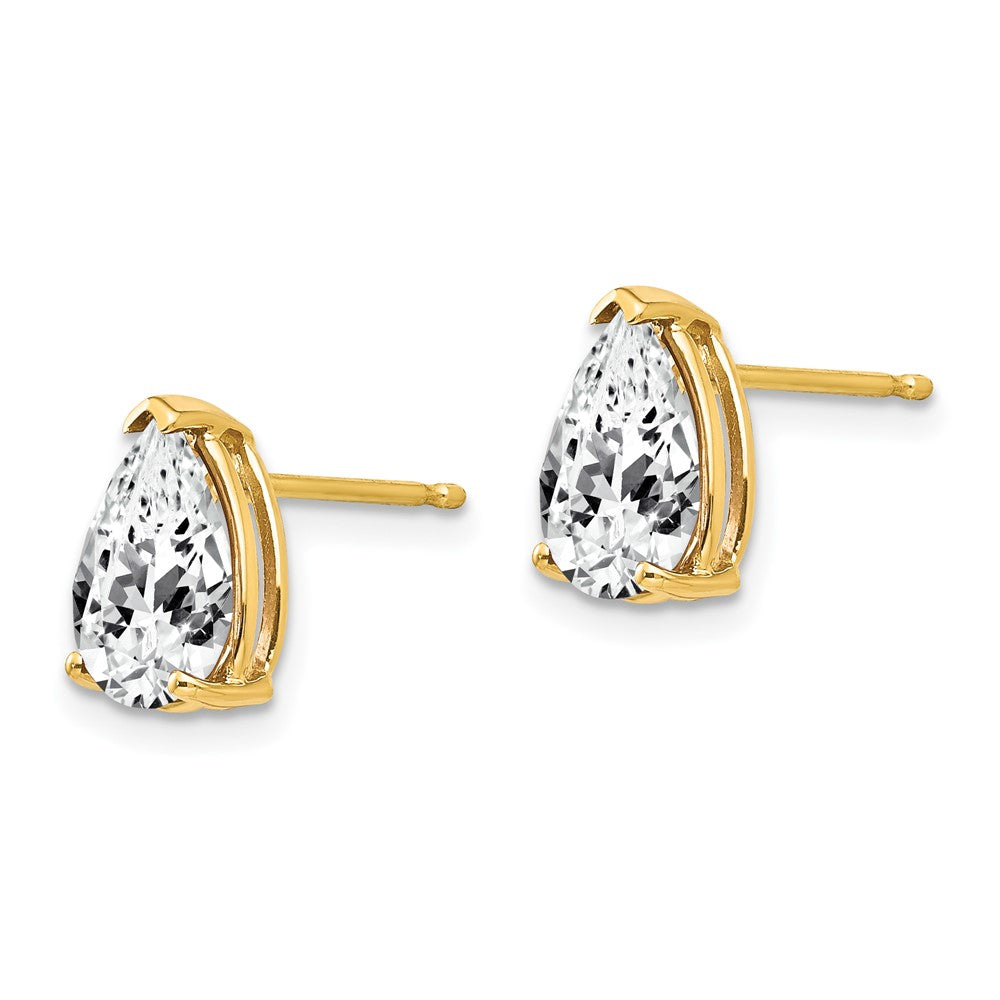 14k Yellow Gold 6 mm Pear Cubic Zirconia Earrings (0.99 grams)