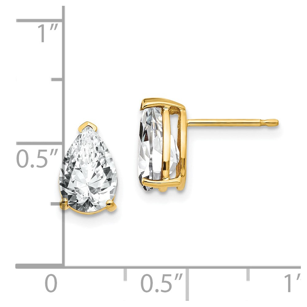 14k Yellow Gold 6 mm Pear Cubic Zirconia Earrings (0.99 grams)