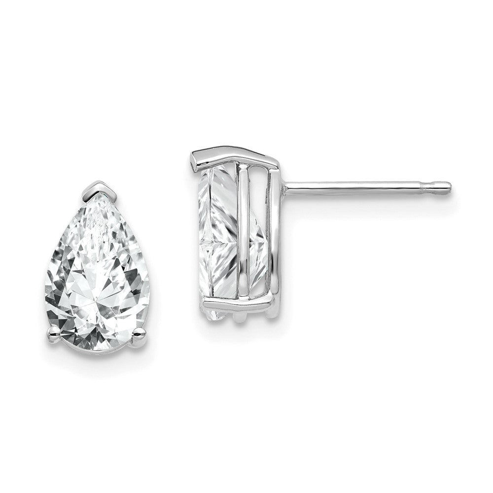 14k White Gold 6 mm Pear Cubic Zirconia Earrings (0.92 grams)