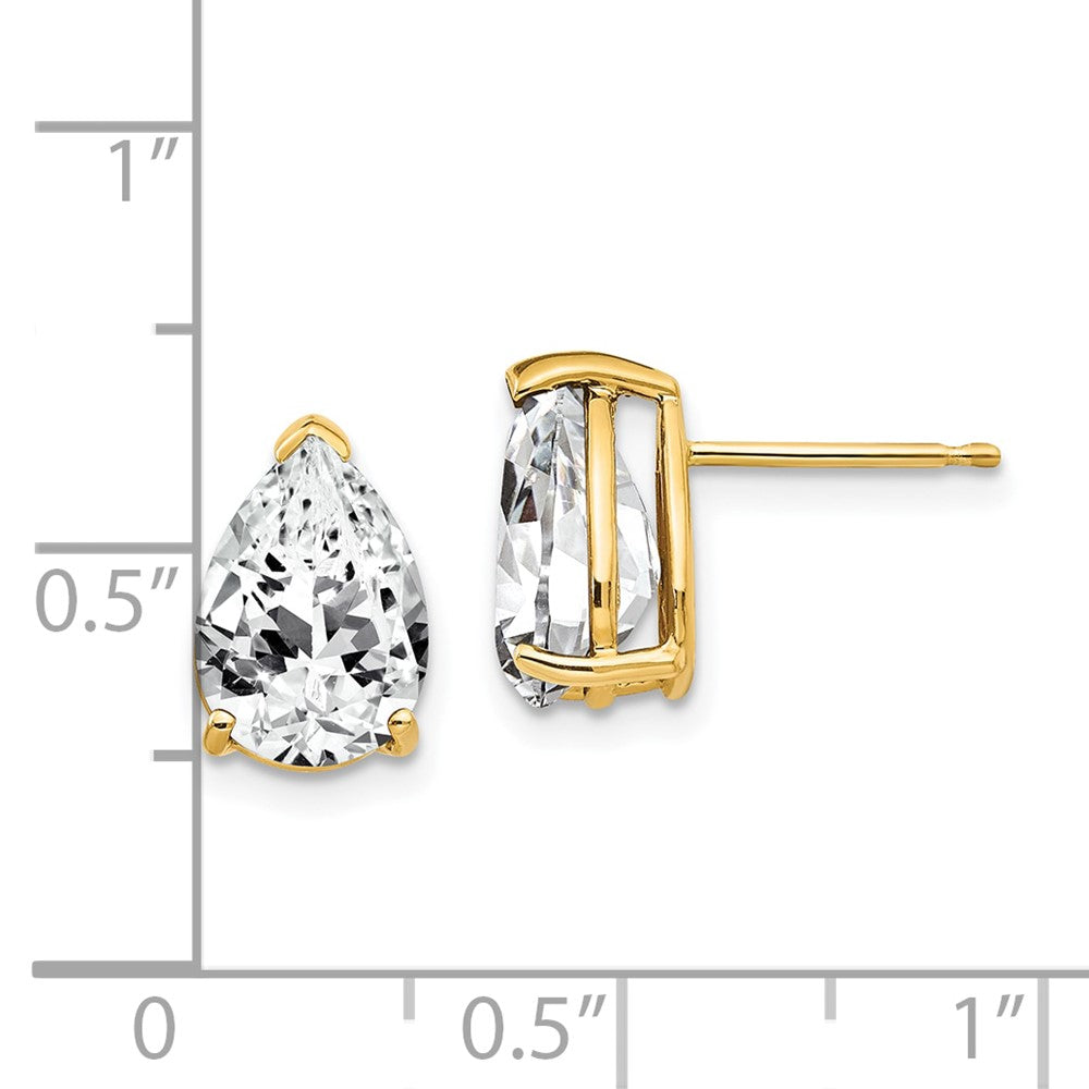 14k Yellow Gold 7 mm Pear Cubic Zirconia Earrings (1.24 grams)