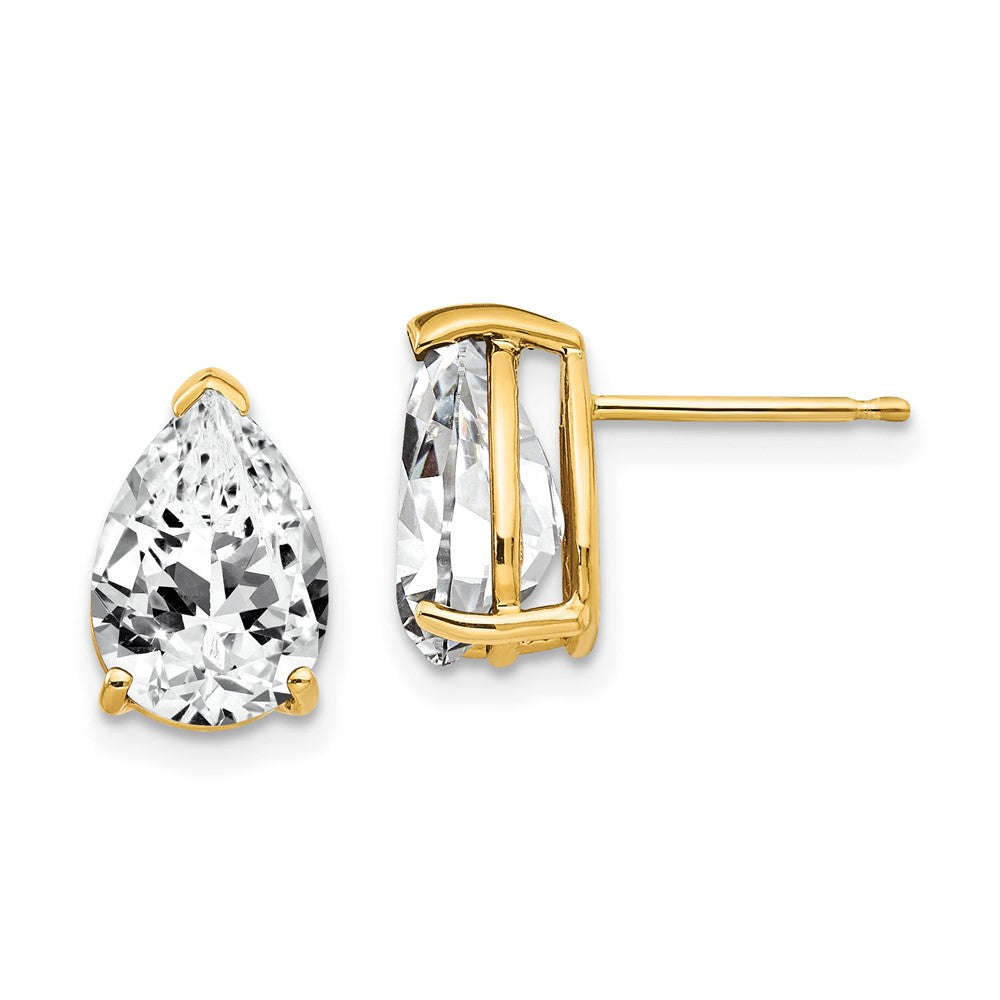 14k Yellow Gold 7 mm Pear Cubic Zirconia Earrings (1.24 grams)