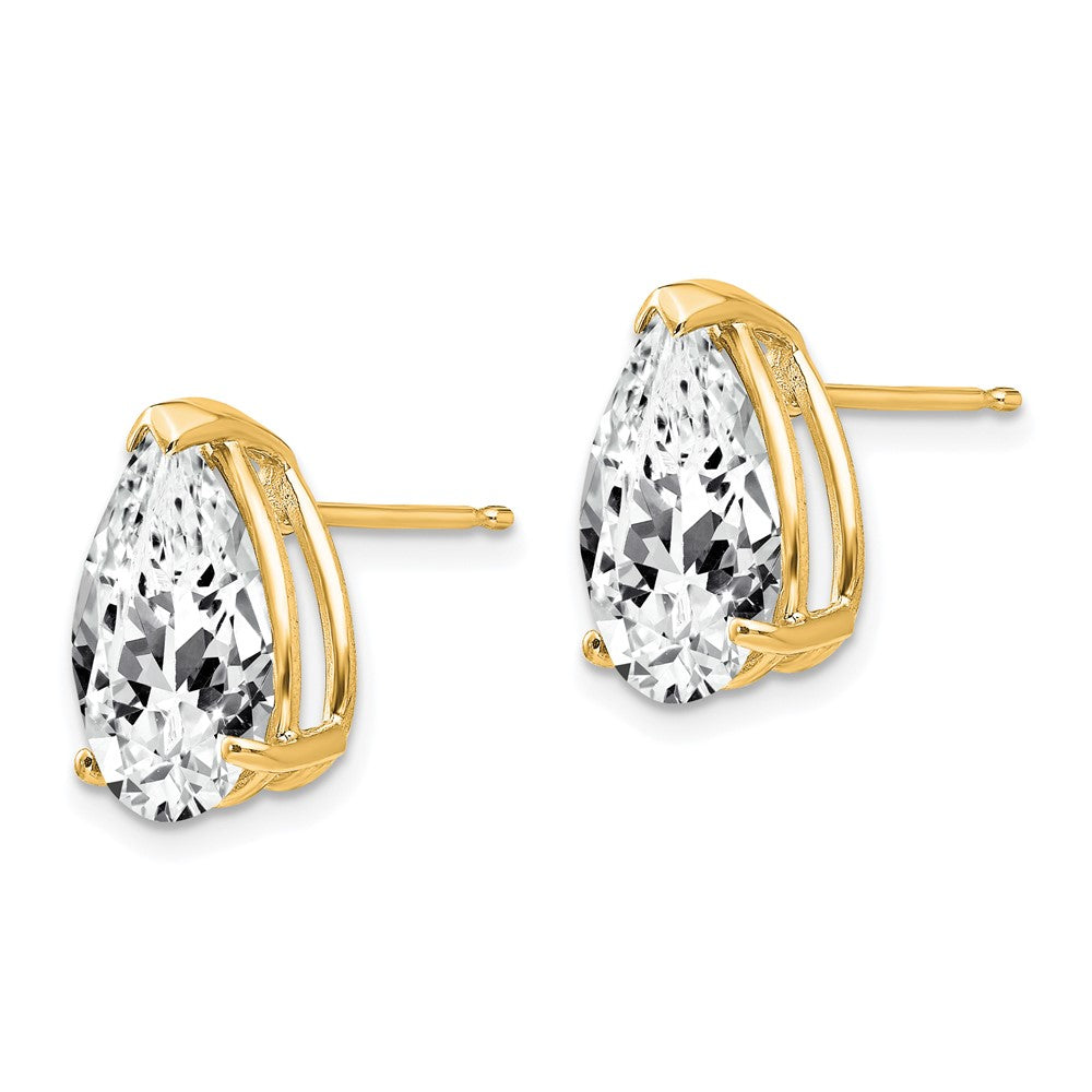 14k Yellow Gold 8 mm Pear Cubic Zirconia Earrings (1.72 grams)