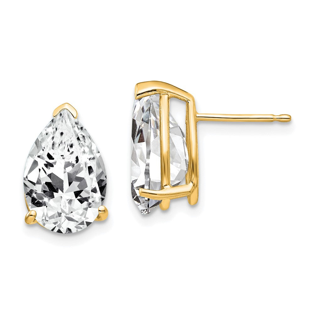 14k Yellow Gold 8 mm Pear Cubic Zirconia Earrings (1.72 grams)