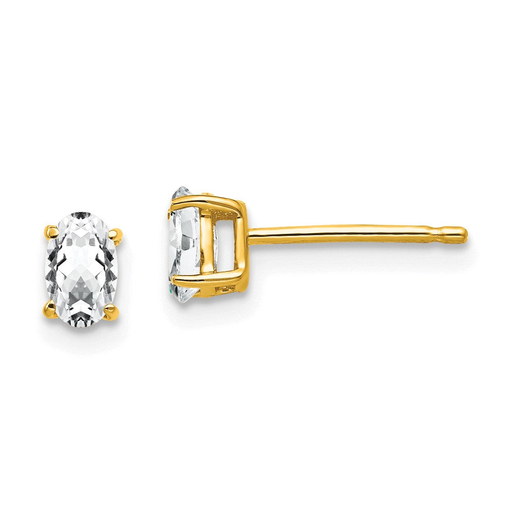 14k Yellow Gold 3 mm Oval Cubic Zirconia Earrings (0.41 grams)