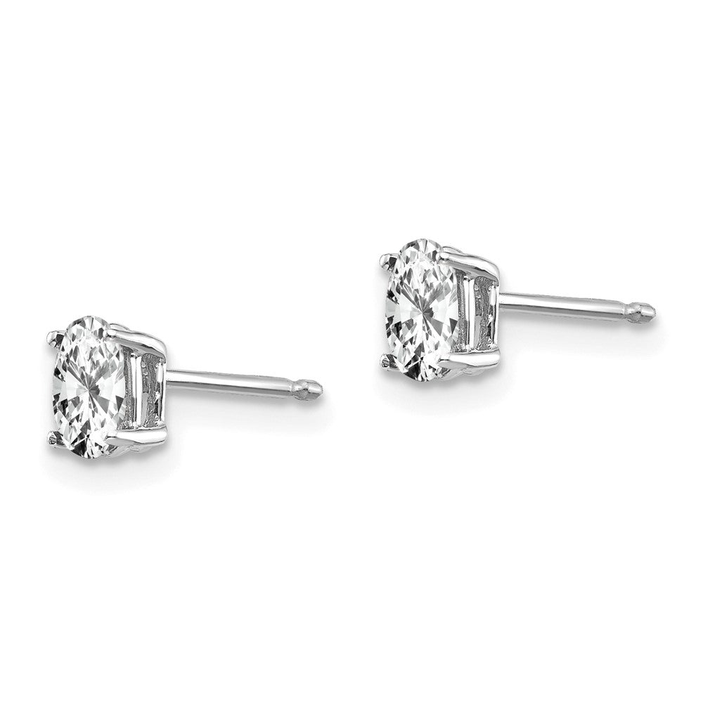 14k White Gold 3 mm Oval Cubic Zirconia Earrings (0.37 grams)