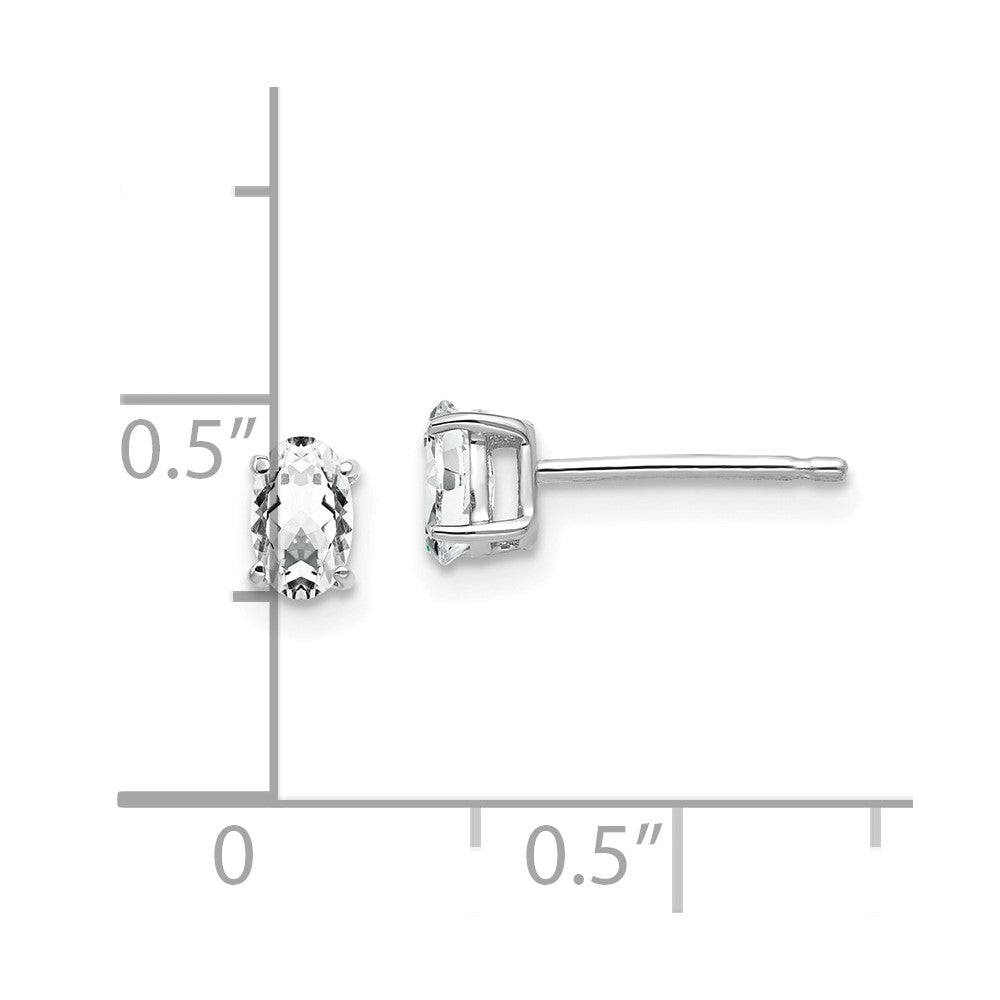 14k White Gold 3 mm Oval Cubic Zirconia Earrings (0.37 grams)