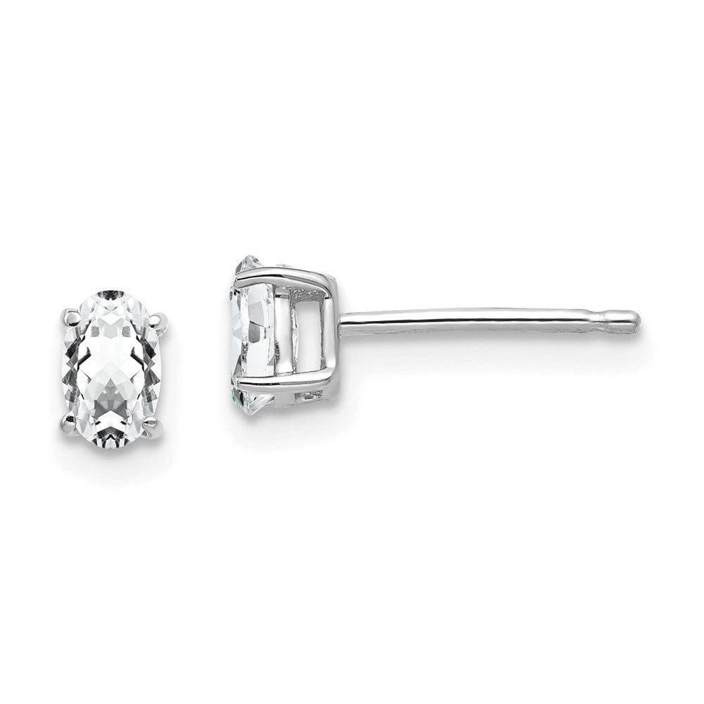 14k White Gold 3 mm Oval Cubic Zirconia Earrings (0.37 grams)