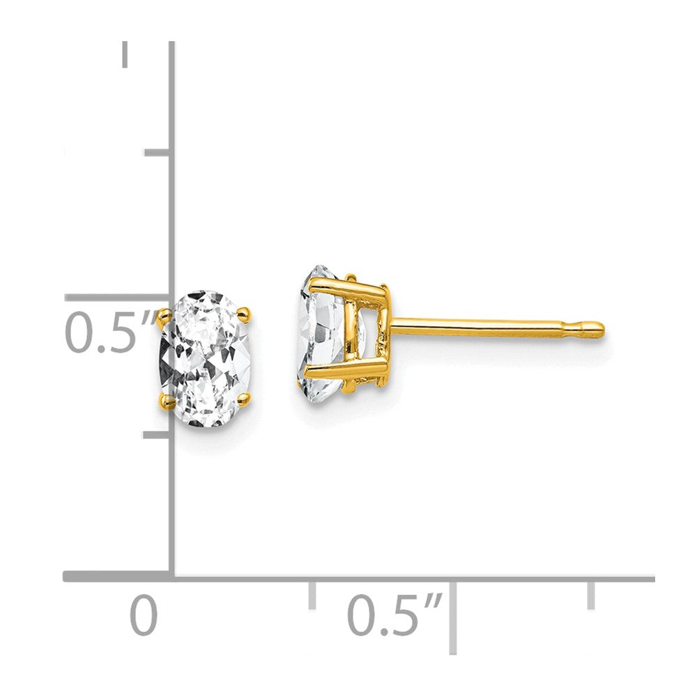 14k Yellow Gold 4 mm Oval Cubic Zirconia Earrings (0.48 grams)