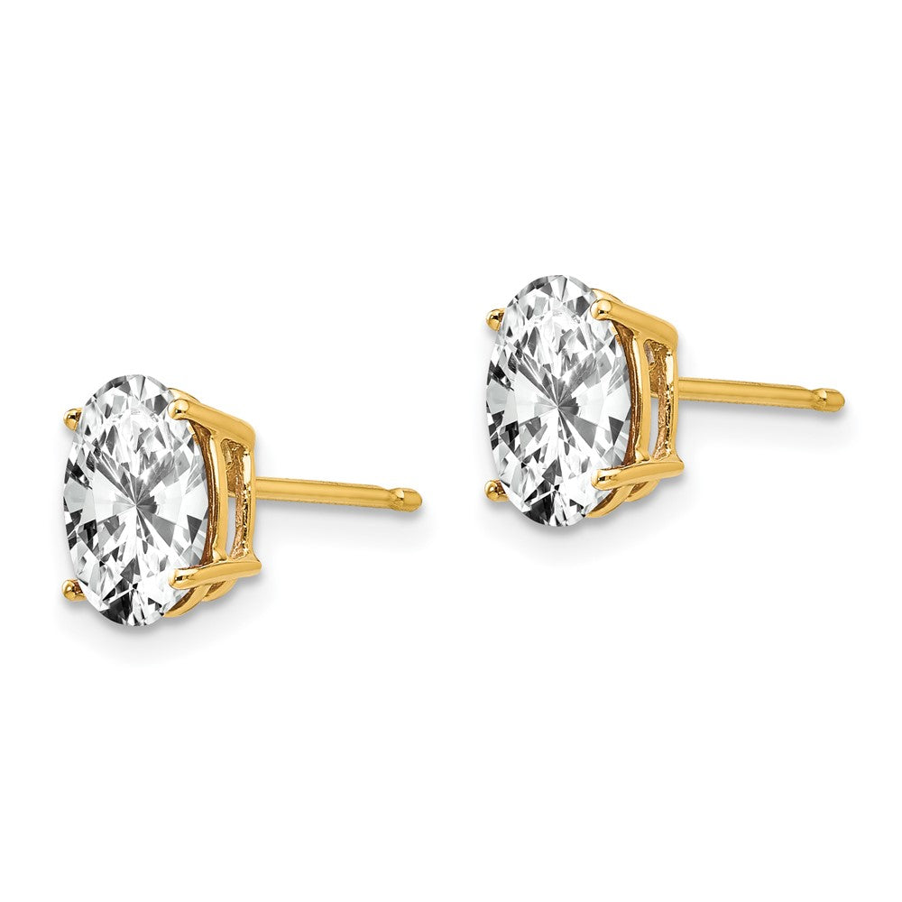 14k Yellow Gold 6 mm Oval Cubic Zirconia Earrings (0.62 grams)