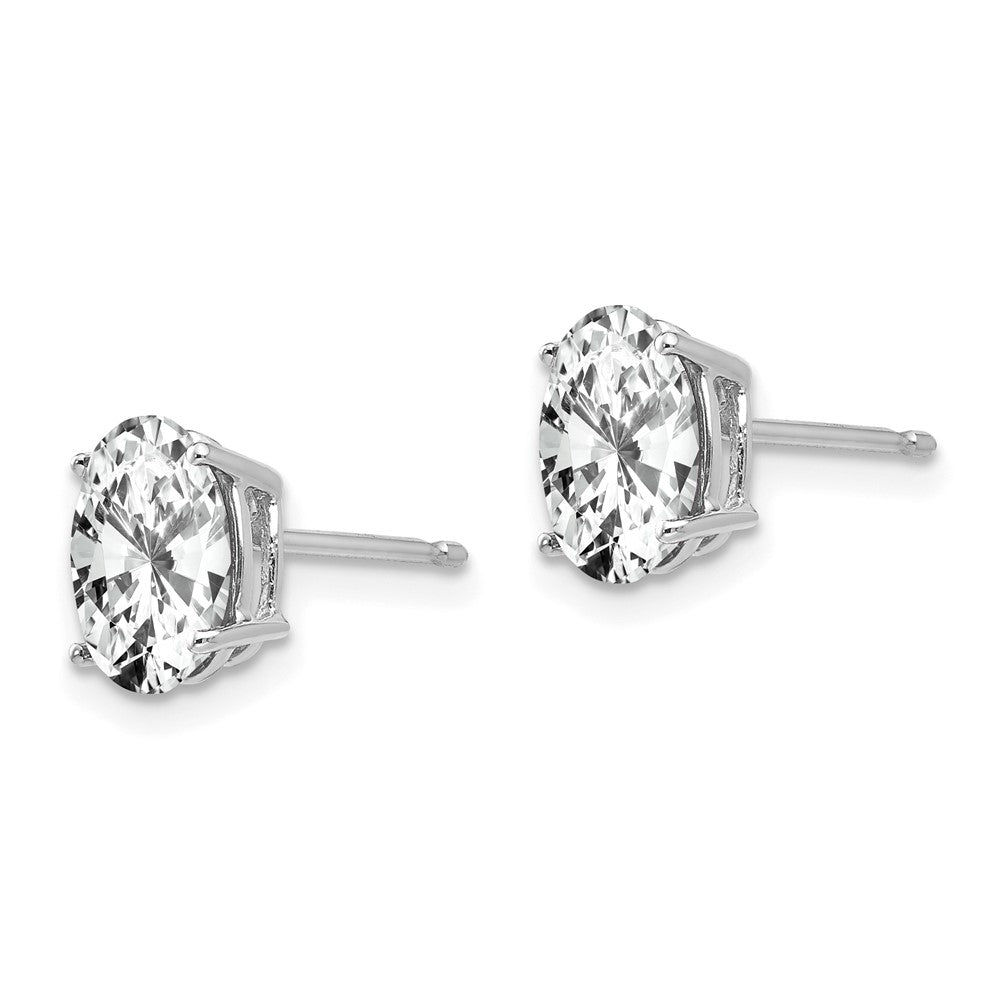 14k White Gold 6 mm Oval Cubic Zirconia Earrings (0.61 grams)