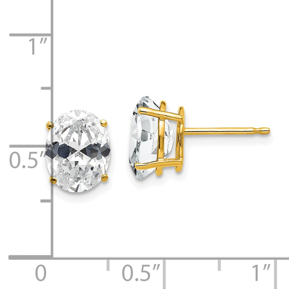 14k Yellow Gold 7 mm Oval Cubic Zirconia Earrings (0.81 grams)