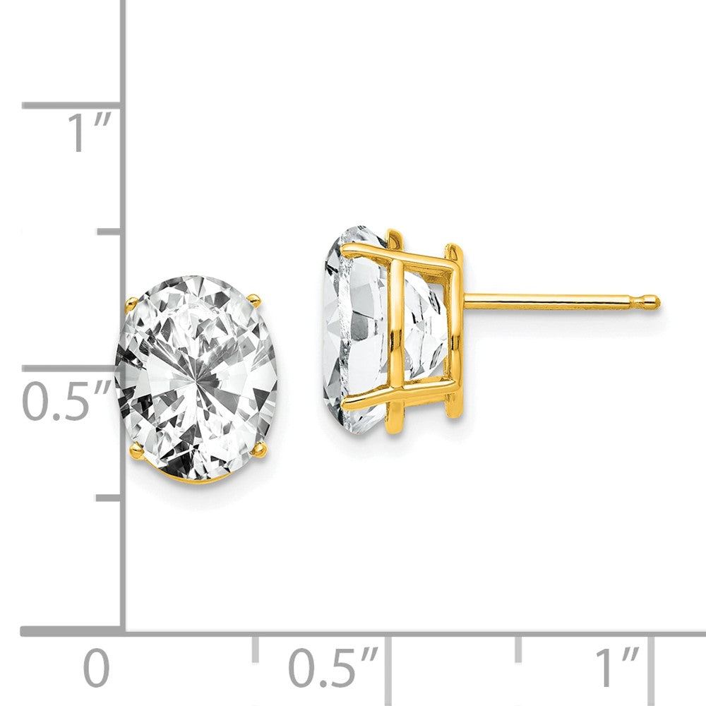 14k Yellow Gold 8 mm Oval Cubic Zirconia Earrings (0.98 grams)