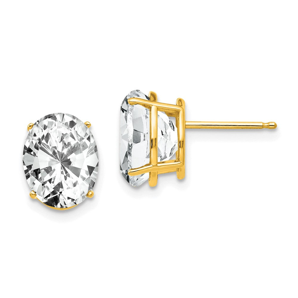 14k Yellow Gold 8 mm Oval Cubic Zirconia Earrings (0.98 grams)