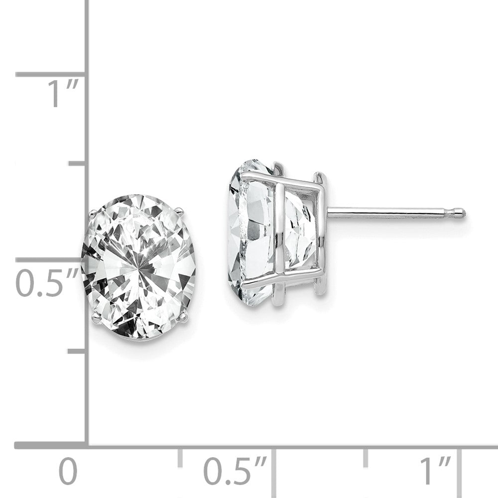14k White Gold 8 mm Oval Cubic Zirconia Earrings (1.11 grams)