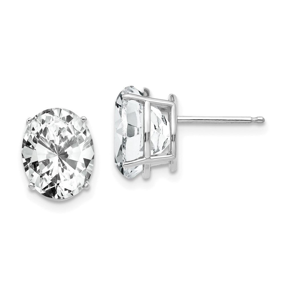 14k White Gold 8 mm Oval Cubic Zirconia Earrings (1.11 grams)