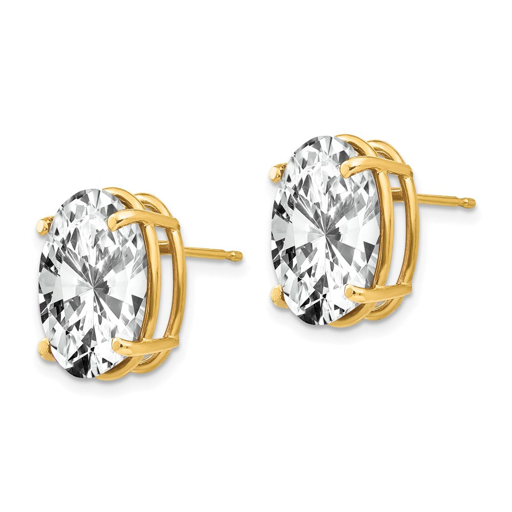 14k Yellow Gold 11 mm Oval Cubic Zirconia Earrings (2.05 grams)