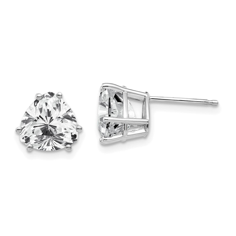 14k White Gold 8 mm Trillion Cubic Zirconia Earrings (1.2 grams)