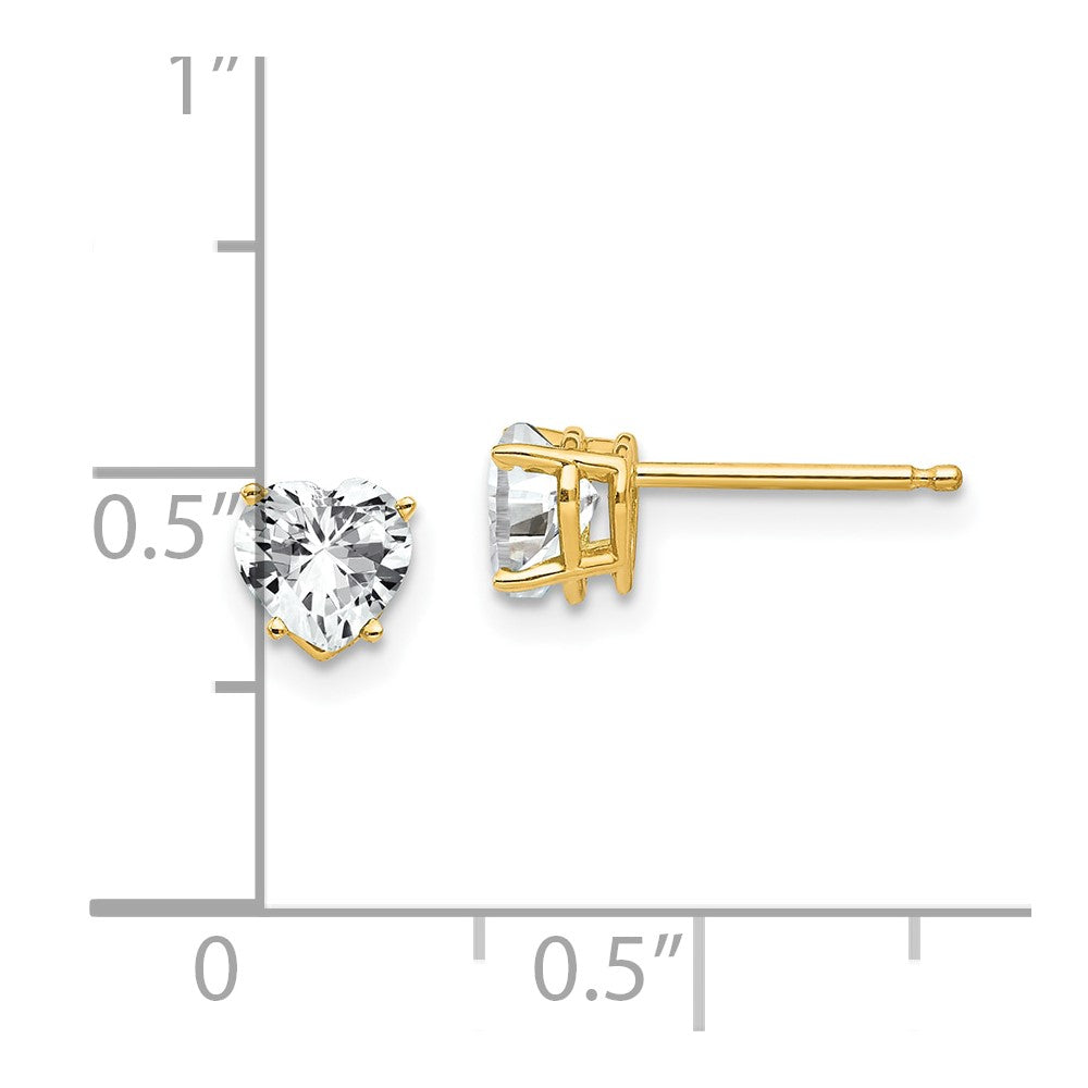 14k Yellow Gold 5 mm Heart Cubic Zirconia Earrings (0.48 grams)