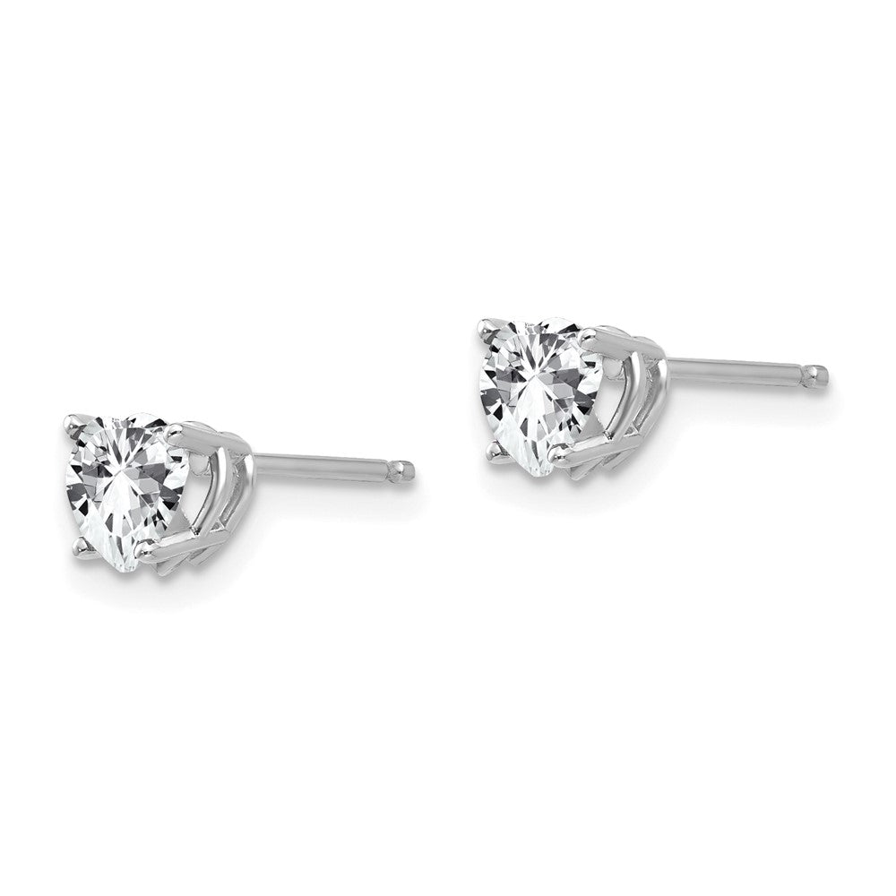 14k White Gold 5 mm Heart Cubic Zirconia Earrings (0.48 grams)