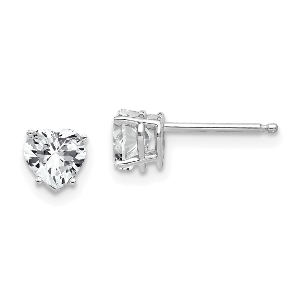 14k White Gold 5 mm Heart Cubic Zirconia Earrings (0.48 grams)